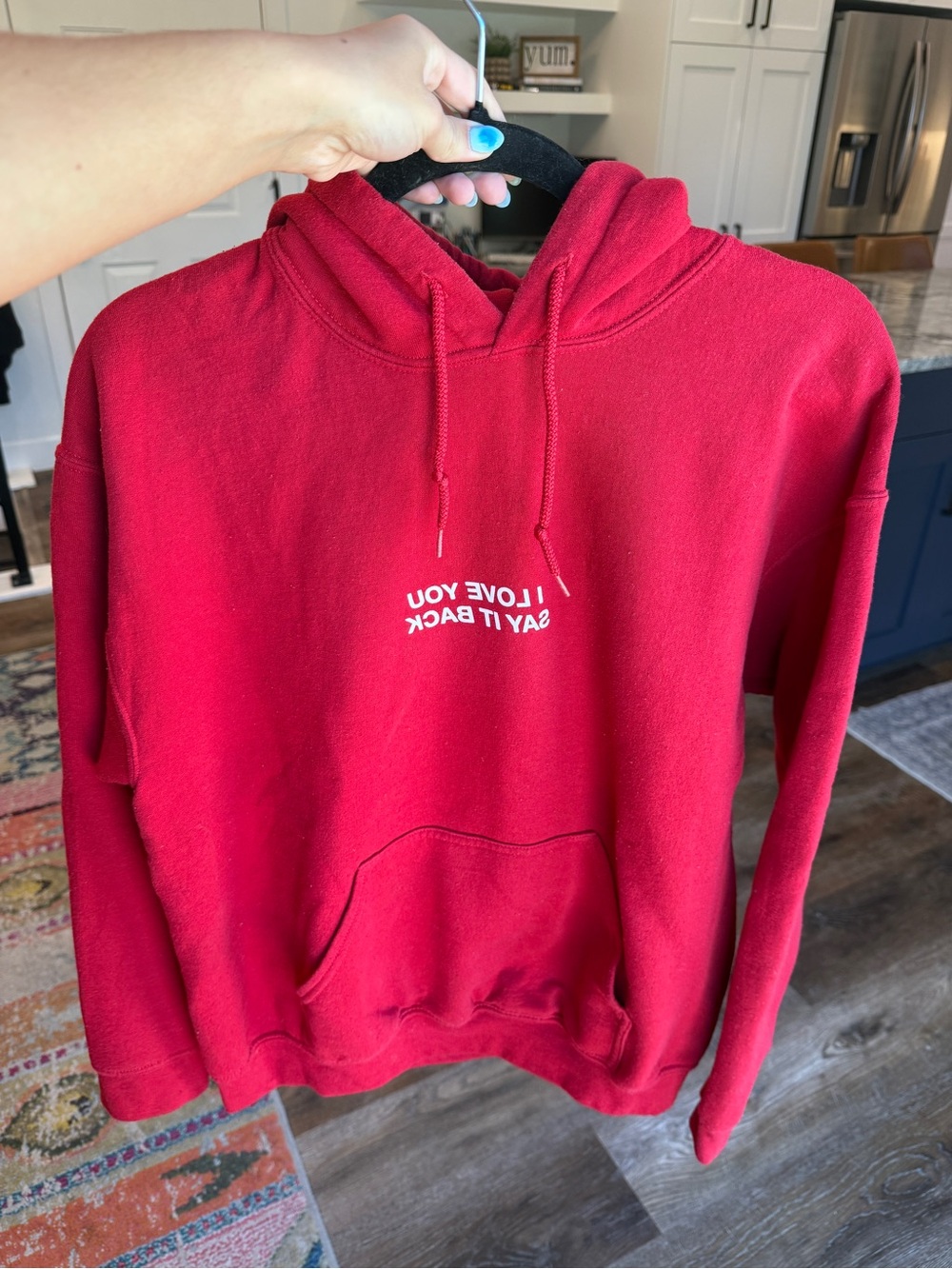 Red “I LOVE YOU SAY IT BACK” Lonely Ghost Pullover Hoodie